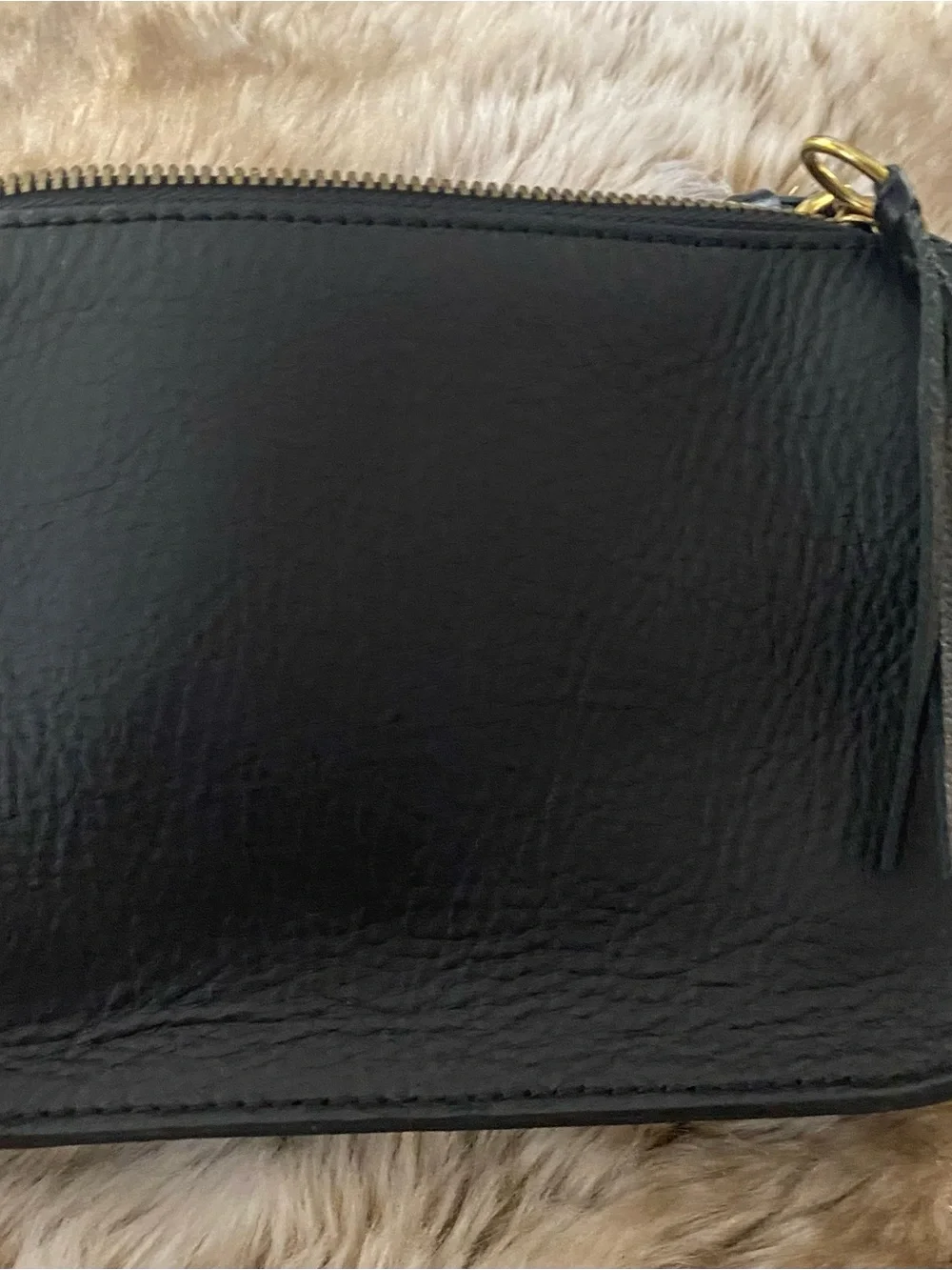 Madewell Black Leather Waist Belt with Gold Hardware